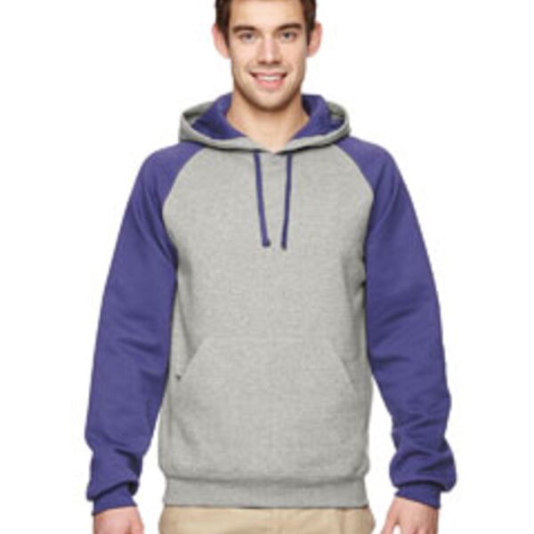 8 oz., 50/50 NuBlend® Colorblock Raglan Pullover Hood Thumbnail